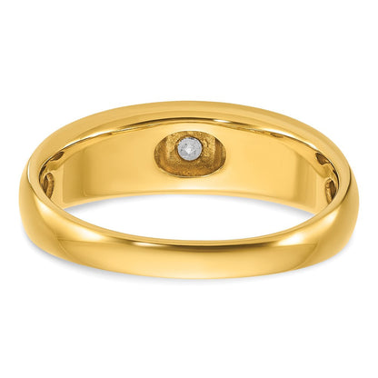 14K Bicolor Gold Herren-Ring, poliert und satiniert, mit 0,10K Diamant, komplett besetzt