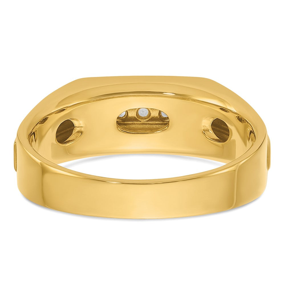 14K Gelb- und Rhodiumgold Herren-Diamantring, komplett, poliert und satiniert, Gelbgold mit Rhodium