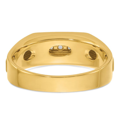 14K Gelb- und Rhodiumgold Herren-Diamantring, komplett, poliert und satiniert, Gelbgold mit Rhodium
