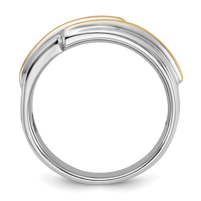 14K Zweifarbiges Gold Herren-Diamantring mit 0,16K