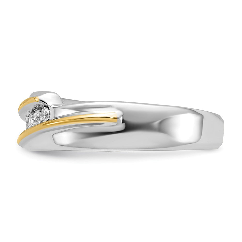 14K Bicolor Ring mit 0,17 ct. im Labor gezüchteten Diamanten VS/SI+ G+, poliert, Herren-Fünfstein-Ring