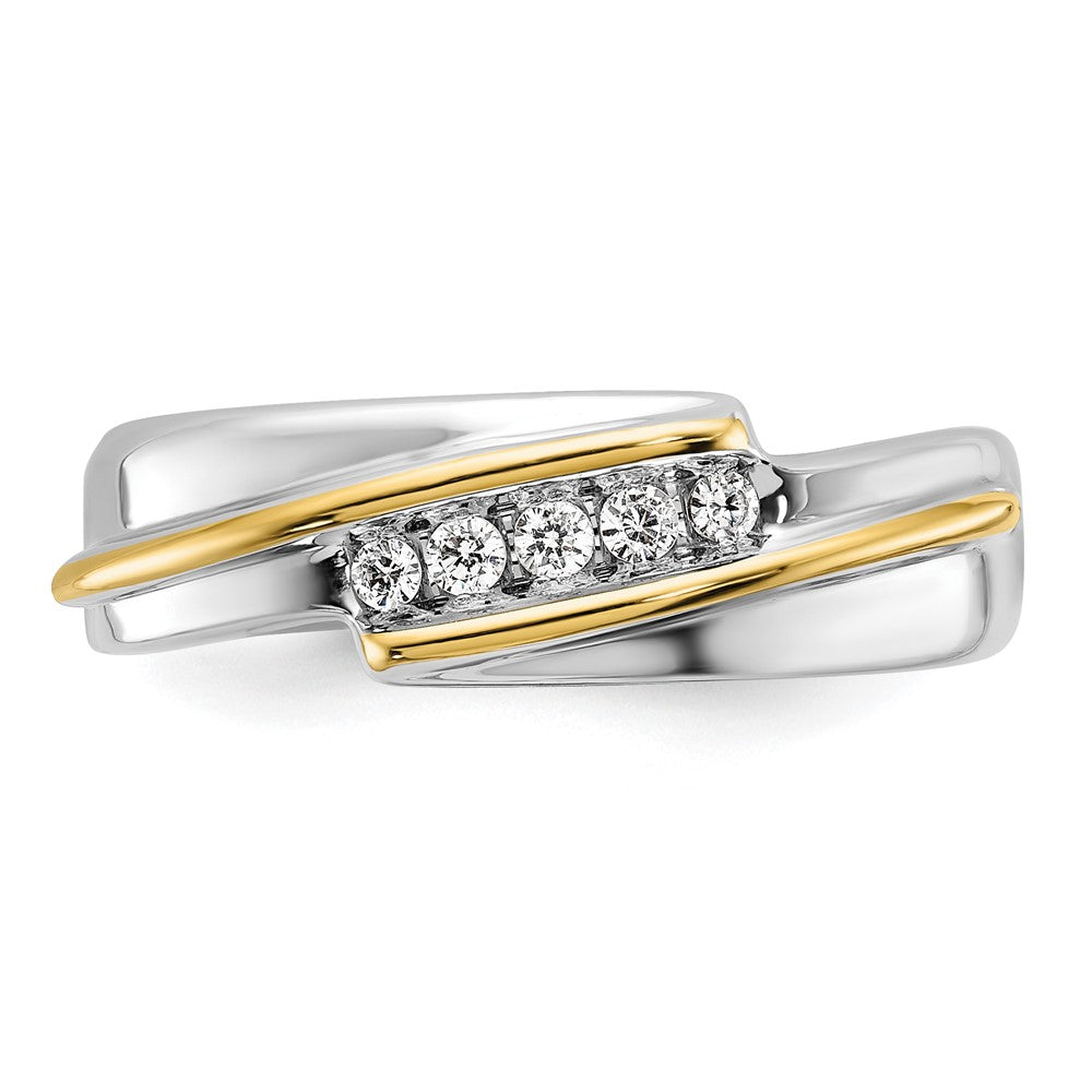 14K Zweifarbiges Gold Herren-Diamantring mit 0,16K