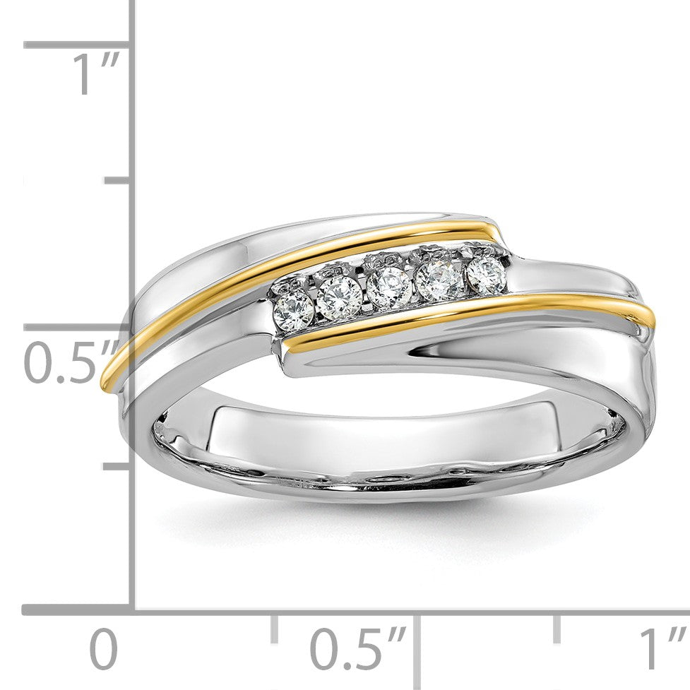14K Zweifarbiges Gold Herren-Diamantring mit 0,16K