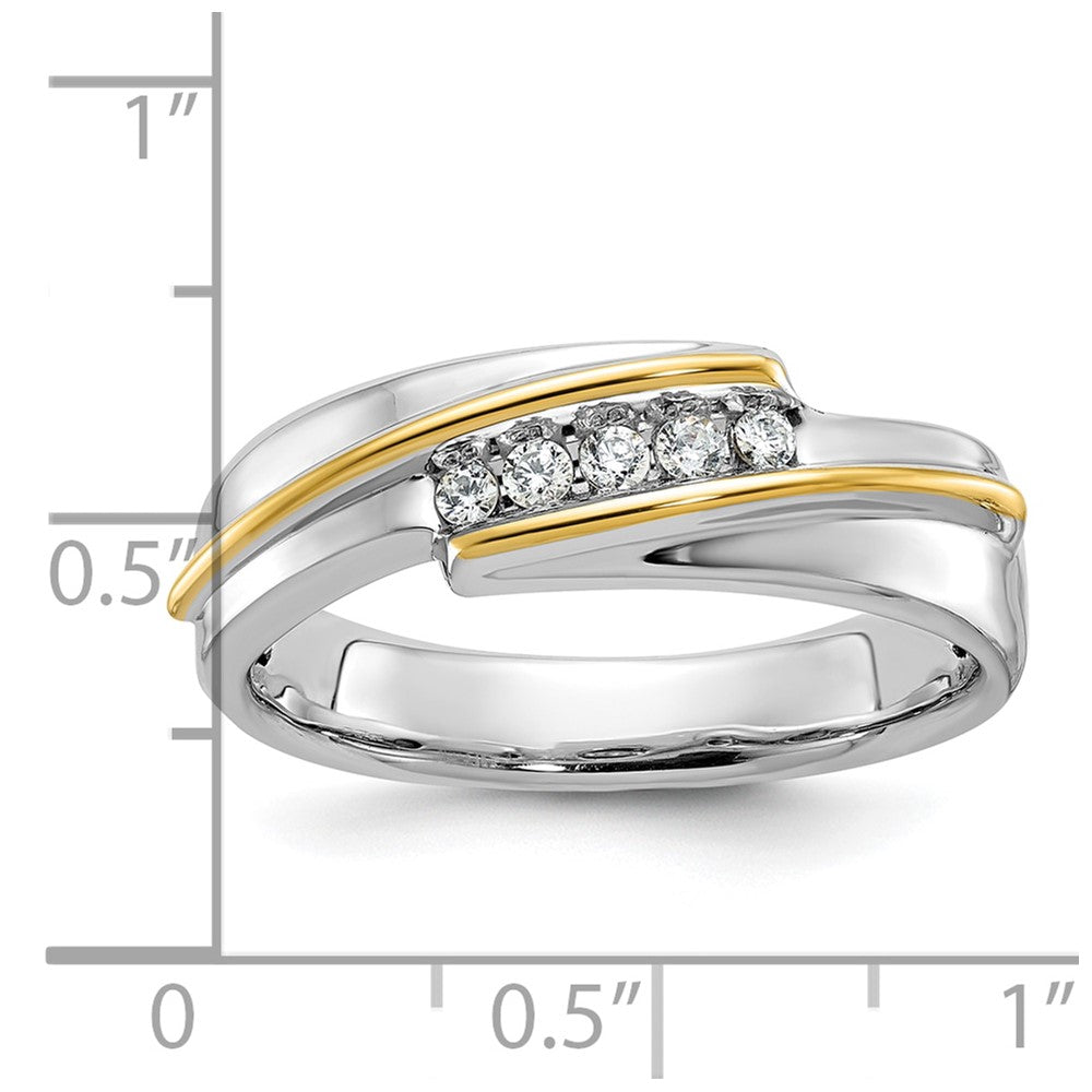 14K Zweifarbiges Gold Herren-Diamantring mit 0,16K