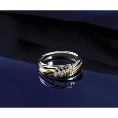 14K Zweifarbiges Gold Herren-Diamantring mit 0,16K