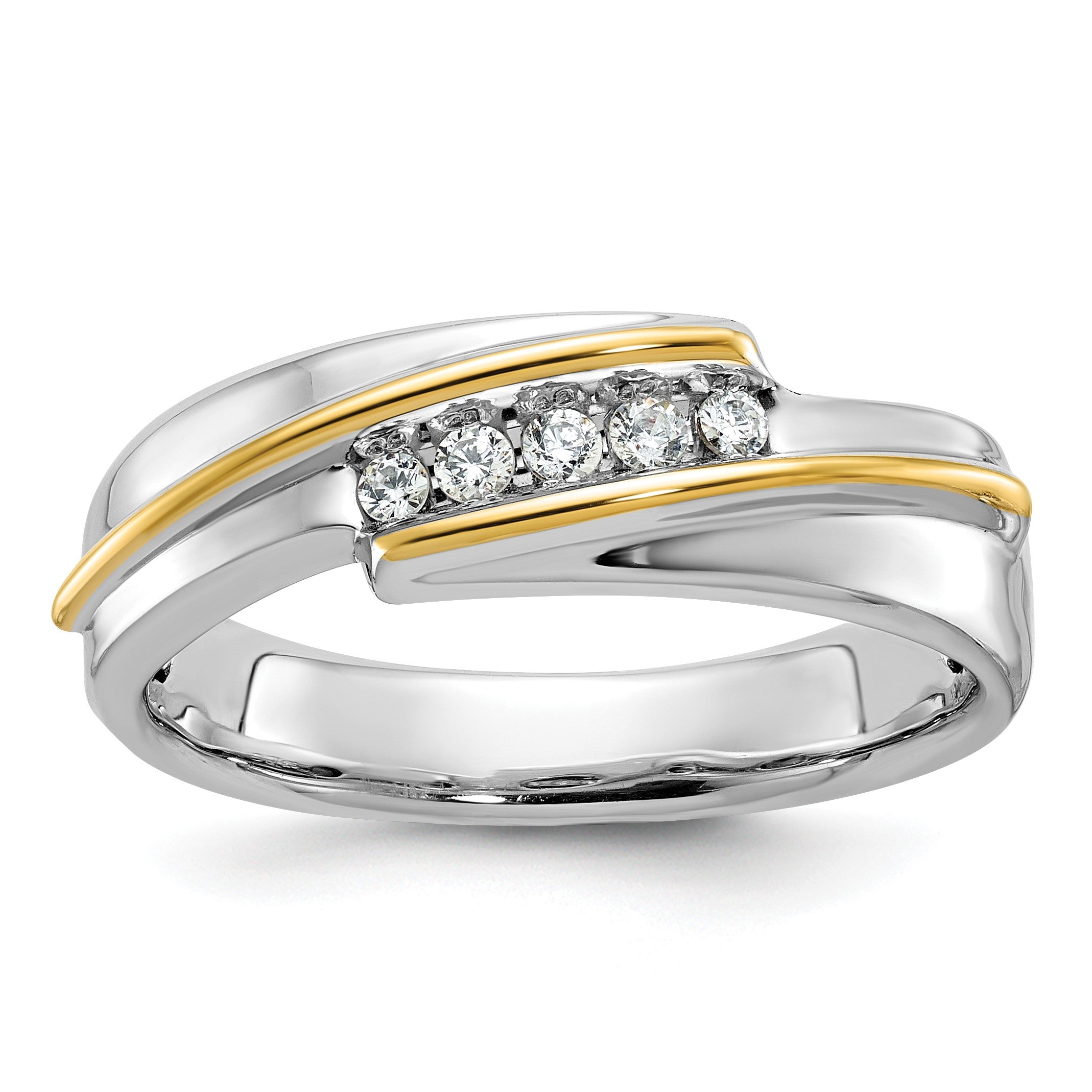 14K Zweifarbiges Gold Herren-Diamantring mit 0,16K