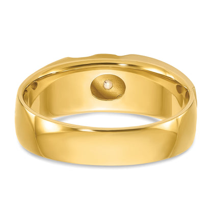 14K Bicolor-Gold Herren-Ring, poliert und satiniert, mit 0,17 ct. Diamant, komplett besetzt
