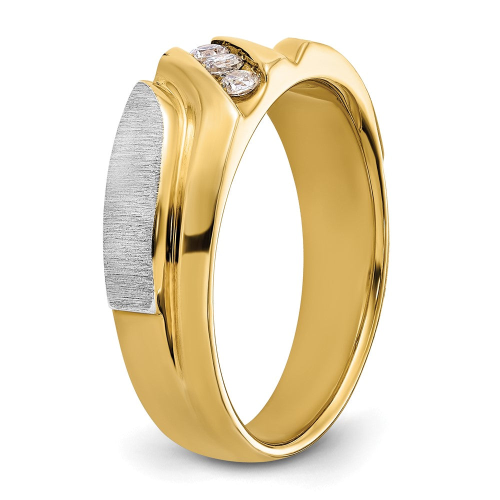 14K Bicolor Herrenring mit 0,17 ct. Laborgezüchteten Diamanten, VS/SI+ G+, poliert, satiniert und gerillt