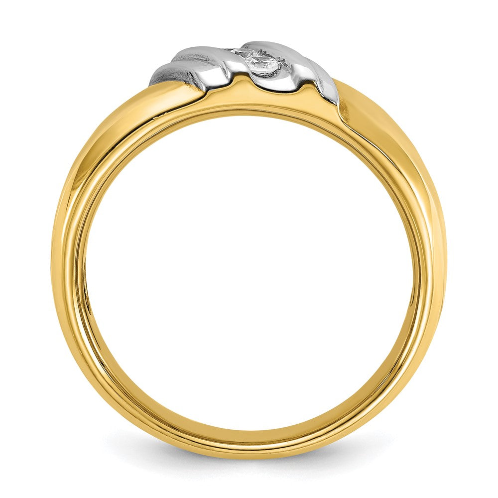 14K Bicolor Herrenring mit 0,17 ct. Laborgezüchtetem Diamant VS/SI+ G+, poliert