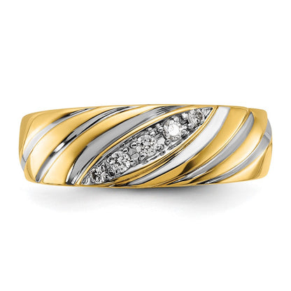 14K Gelb- und Rhodiumgold mit Weißrhodium Herren-Ring, poliert-satiniert, mit 0,167 Karat Diamant komplett besetzt