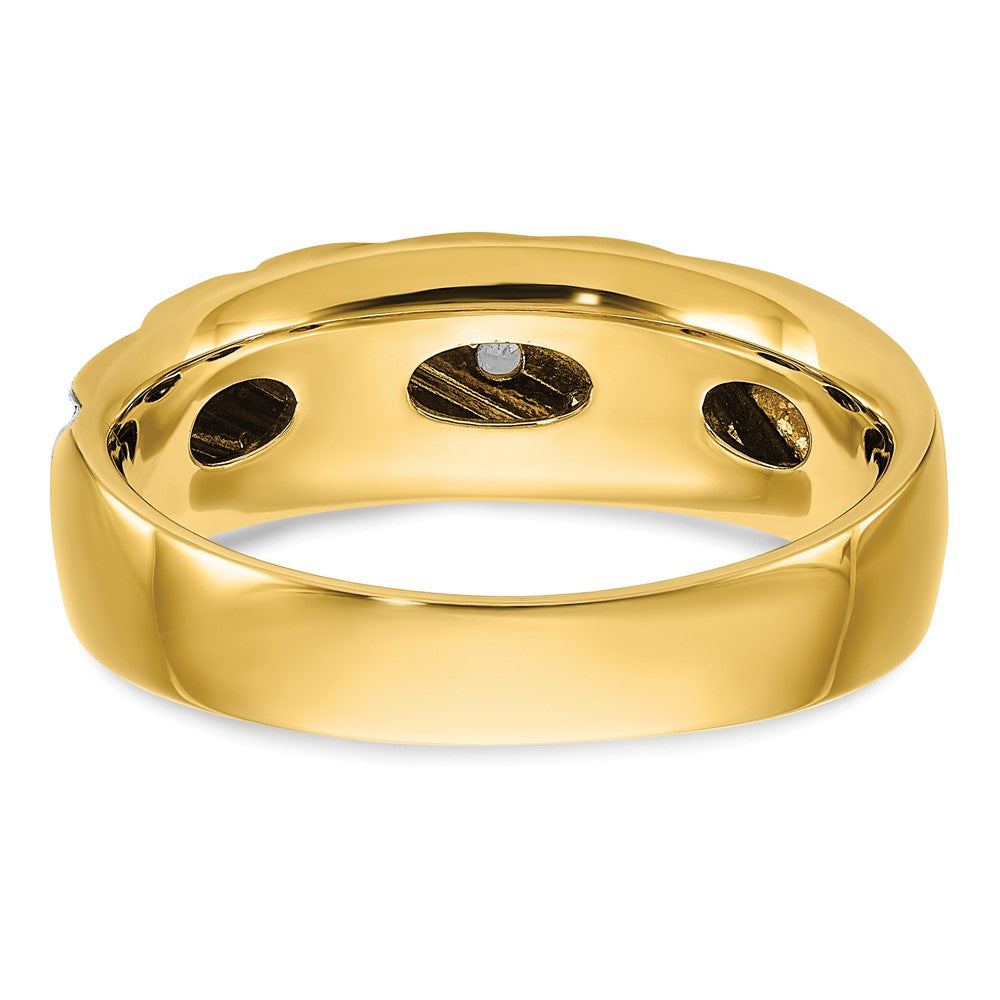 14K Gelb- und Rhodiumgold mit Weißrhodium Herren-Ring, poliert-satiniert, mit 0,167 Karat Diamant komplett besetzt