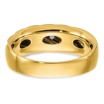 14K Gelb- und Rhodiumgold mit Weißrhodium Herren-Ring, poliert-satiniert, mit 0,167 Karat Diamant komplett besetzt