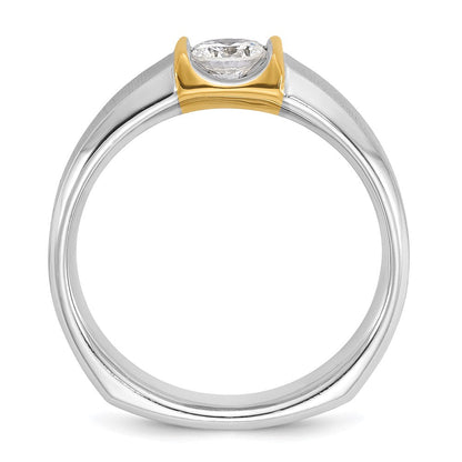 14K Bicolor Gold Herren-Diamantring mit 0,5K Diamanten, komplett besetzt