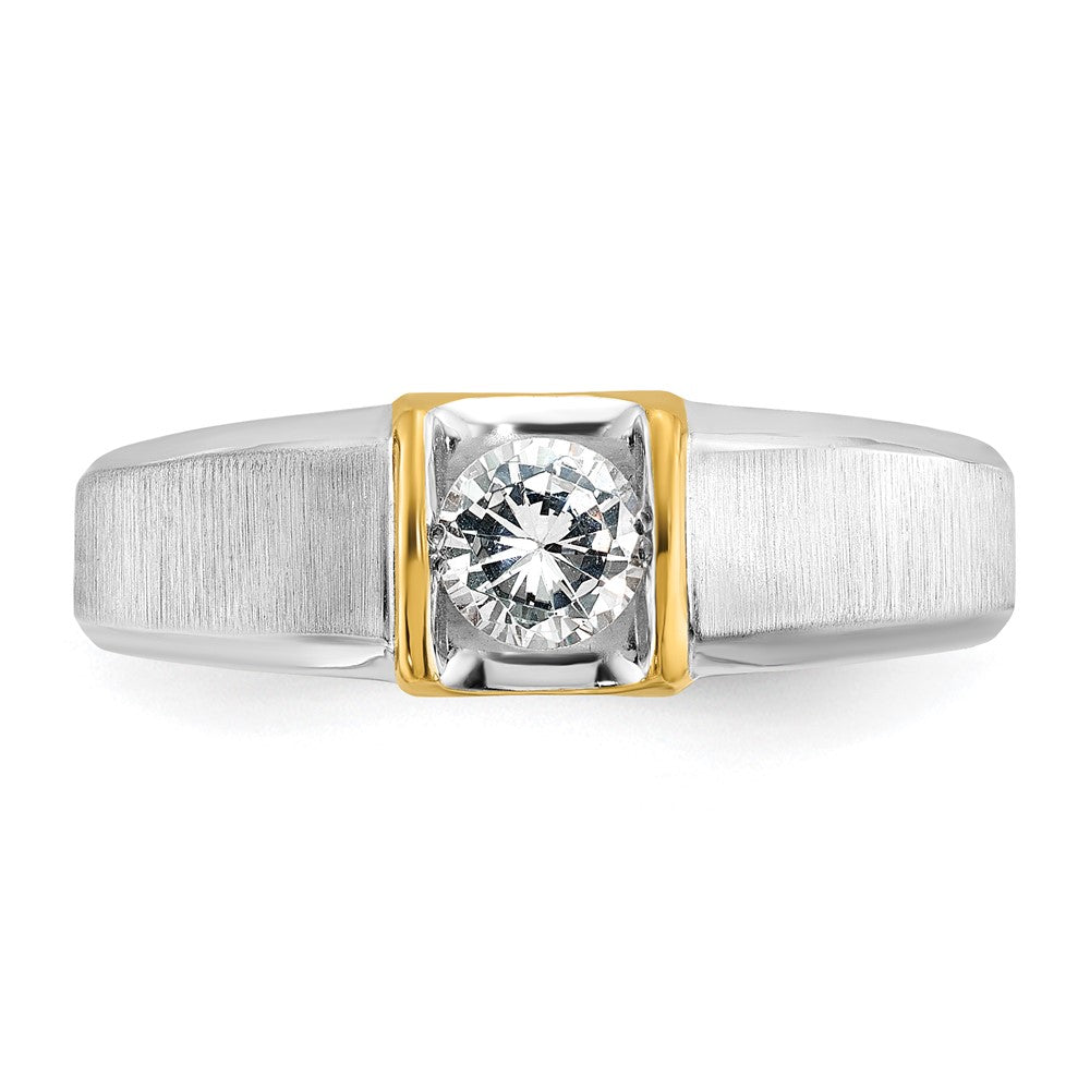 14K Bicolor Gold Herren-Diamantring mit 0,5K Diamanten, komplett besetzt