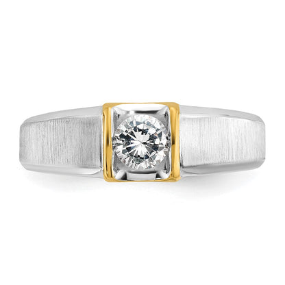 14K Bicolor Gold Herren-Diamantring mit 0,5K Diamanten, komplett besetzt