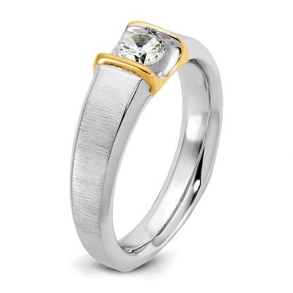 14K Bicolor Gold Herren-Diamantring mit 0,5K Diamanten, komplett besetzt