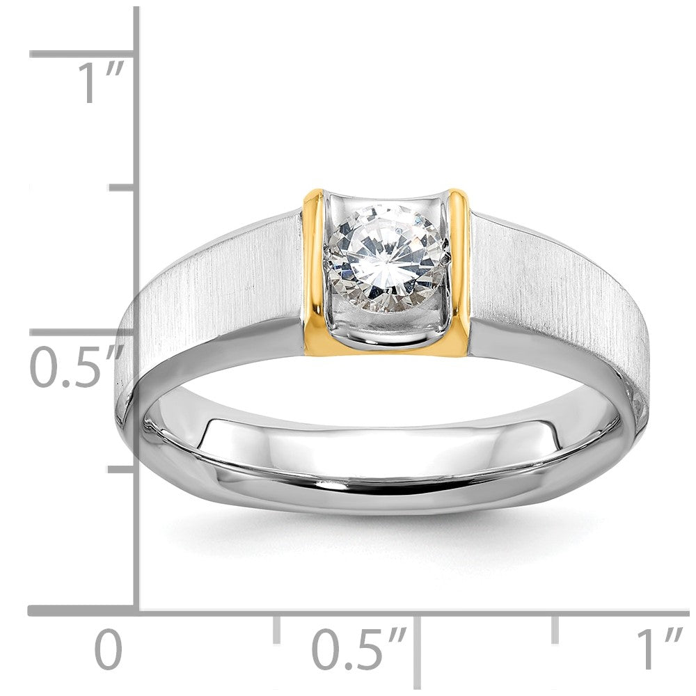 14K Bicolor Gold Herren-Diamantring mit 0,5K Diamanten, komplett besetzt