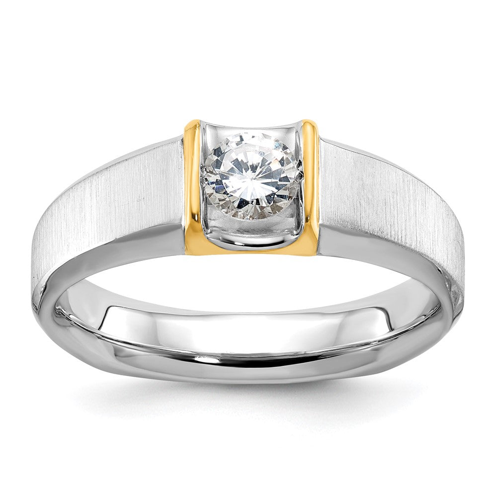 14K Bicolor Gold Herren-Diamantring mit 0,5K Diamanten, komplett besetzt