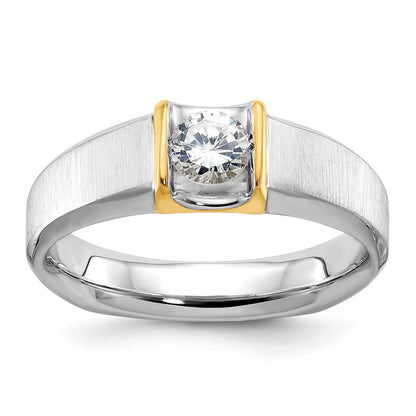14K Bicolor Gold Herren-Diamantring mit 0,5K Diamanten, komplett besetzt