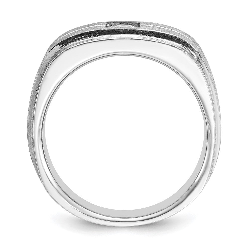 14K Weißgold Herren-Ring, poliert und satiniert, mit 0,375 Karat Diamant