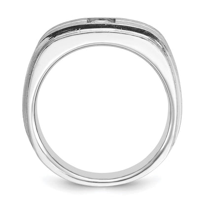 14K Weißgold Herren-Ring, poliert und satiniert, mit 0,375 Karat Diamant