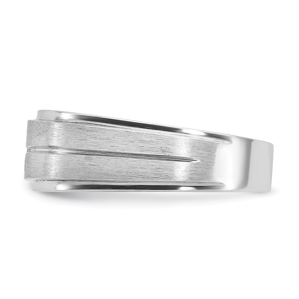 14K Weißgold Herren-Ring, poliert und satiniert, mit 0,375 Karat Diamant