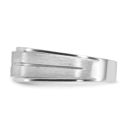 14K Weißgold Herren-Ring, poliert und satiniert, mit 0,375 Karat Diamant