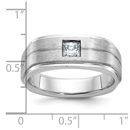 14K Weißgold Herren-Ring, poliert und satiniert, mit 0,375 Karat Diamant