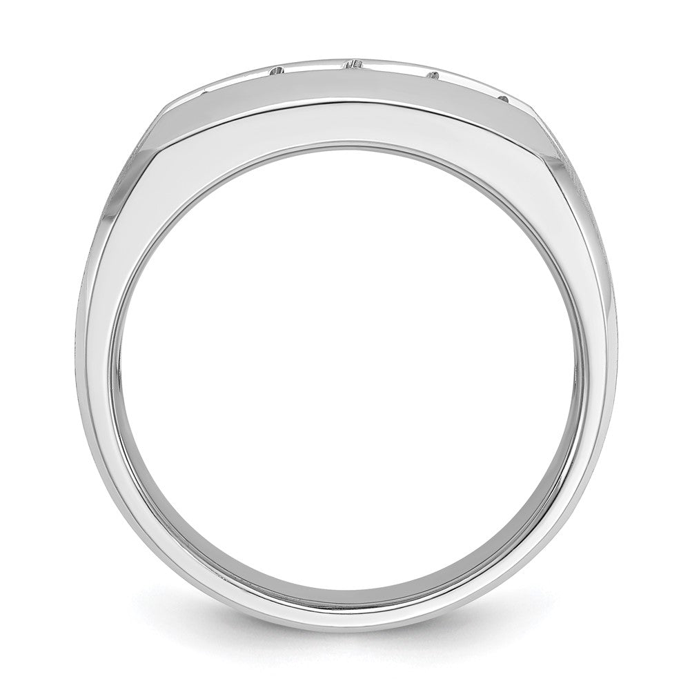 14K Weißgold Herren-Ring, poliert und satiniert, mit 0,5K Diamanten, komplett besetzt