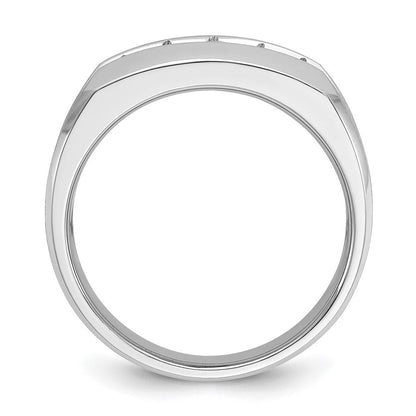 14K Weißgold Herren-Ring, poliert und satiniert, mit 0,5K Diamanten, komplett besetzt