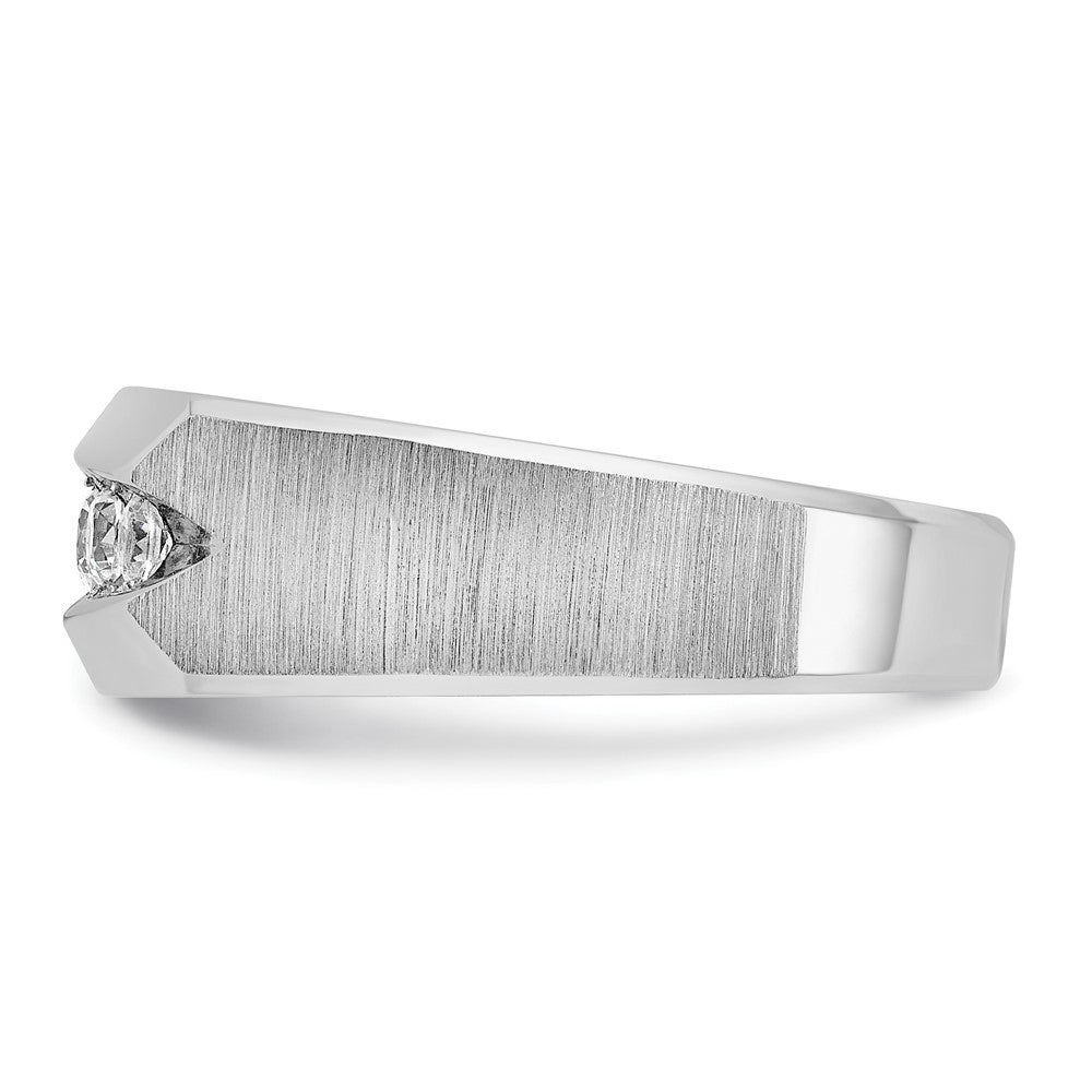 14K Weißgold Herren-Ring, poliert und satiniert, mit 0,5K Diamanten, komplett besetzt