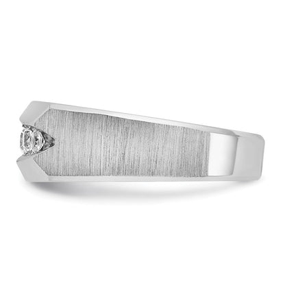14K Weißgold Herren-Ring, poliert und satiniert, mit 0,5K Diamanten, komplett besetzt