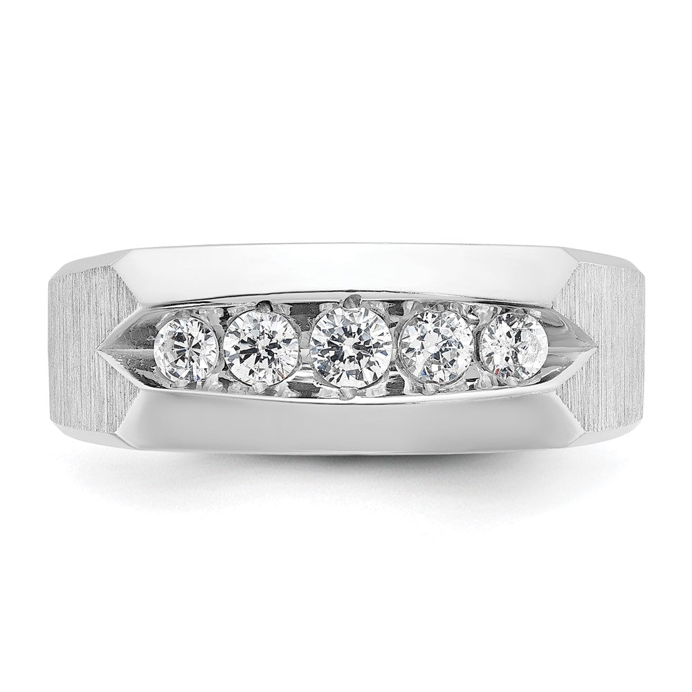 14K Weißgold Herren-Ring, poliert und satiniert, mit 0,5K Diamanten, komplett besetzt