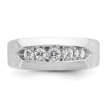 14K Weißgold Herren-Ring, poliert und satiniert, mit 0,5K Diamanten, komplett besetzt
