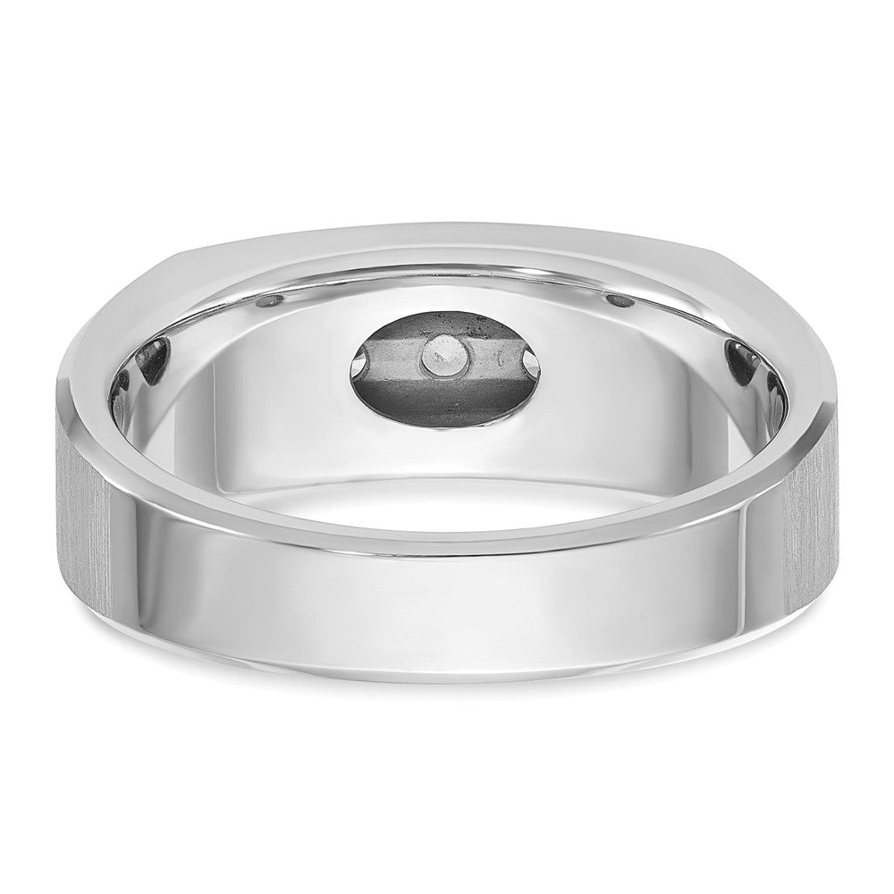 14K Weißgold Herren-Ring, poliert und satiniert, mit 0,5K Diamanten, komplett besetzt
