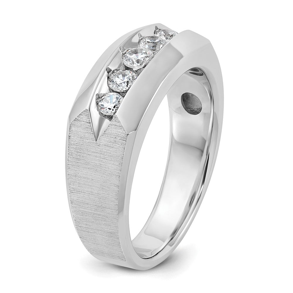 14K Weißgold Herren-Ring, poliert und satiniert, mit 0,5K Diamanten, komplett besetzt