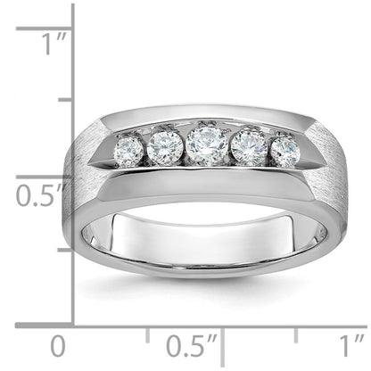 14K Weißgold Herren-Ring, poliert und satiniert, mit 0,5K Diamanten, komplett besetzt