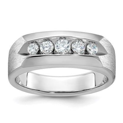 14K Weißgold Herren-Ring, poliert und satiniert, mit 0,5K Diamanten, komplett besetzt
