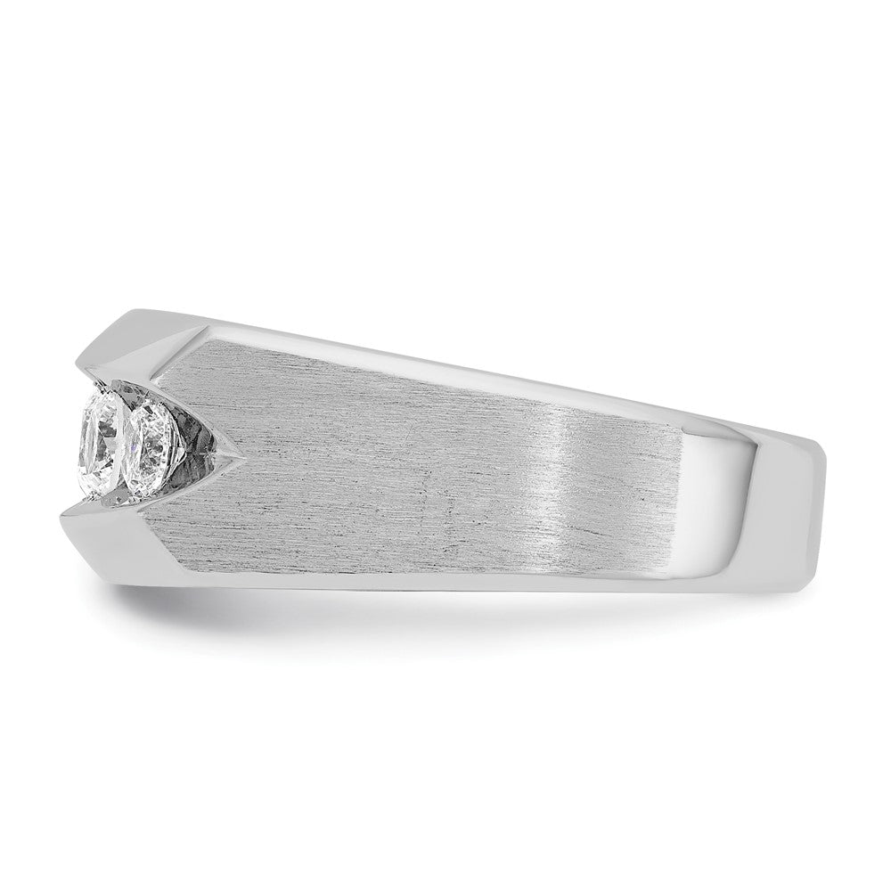 14K Weißgold Herren Ring poliert und satiniert mit 1K Diamant, komplett