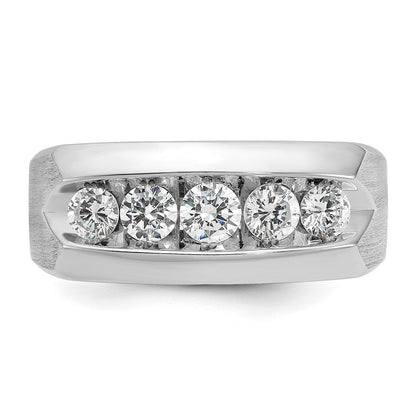 14K Weißgold Fünf-Steine-Ring mit 1 ct. im Labor gezüchteten Diamanten VS/SI+ G+, poliert und satiniert, für Herren