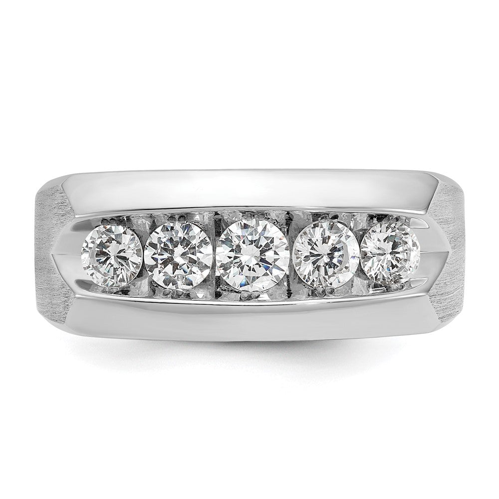 14K Weißgold Herren Ring poliert und satiniert mit 1K Diamant, komplett