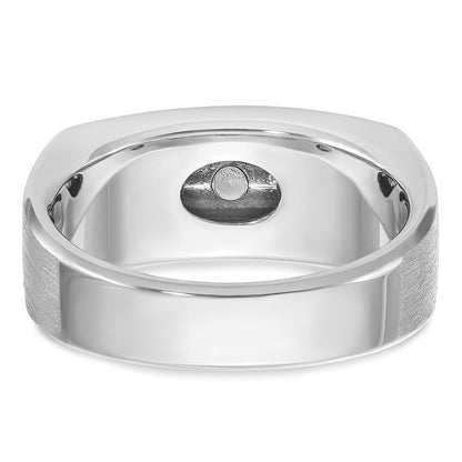 14K Weißgold Herren Ring poliert und satiniert mit 1K Diamant, komplett