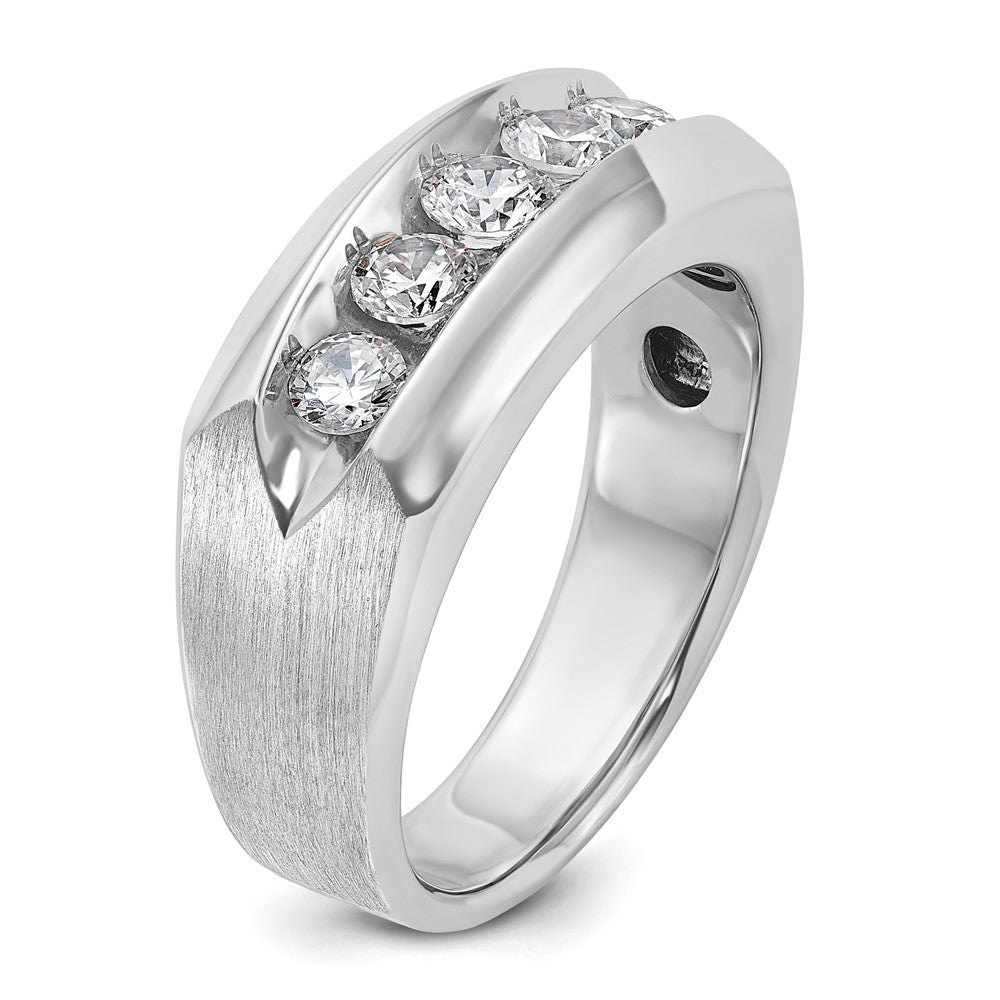 14K Weißgold Herren Ring poliert und satiniert mit 1K Diamant, komplett