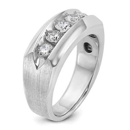 14K Weißgold Herren Ring poliert und satiniert mit 1K Diamant, komplett