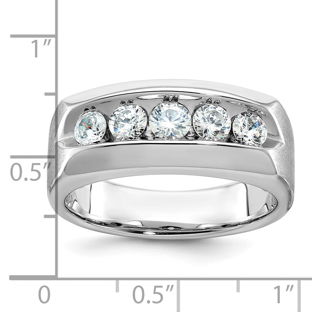 14K Weißgold Herren Ring poliert und satiniert mit 1K Diamant, komplett