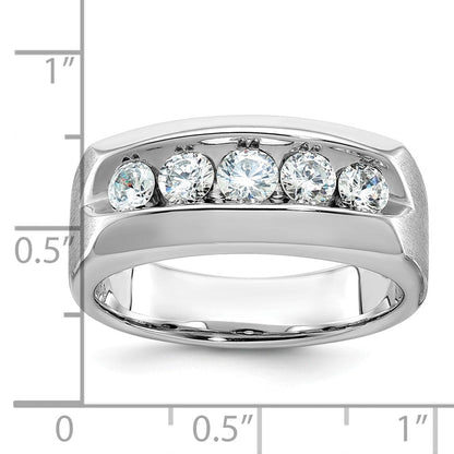 14K Weißgold Herren Ring poliert und satiniert mit 1K Diamant, komplett