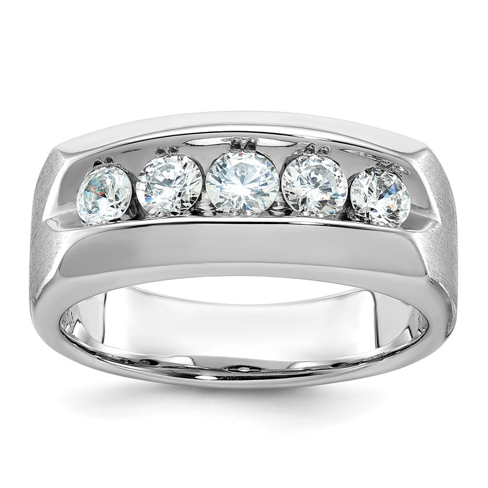 14K Weißgold Herren Ring poliert und satiniert mit 1K Diamant, komplett