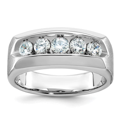 14K Weißgold Herren Ring poliert und satiniert mit 1K Diamant, komplett