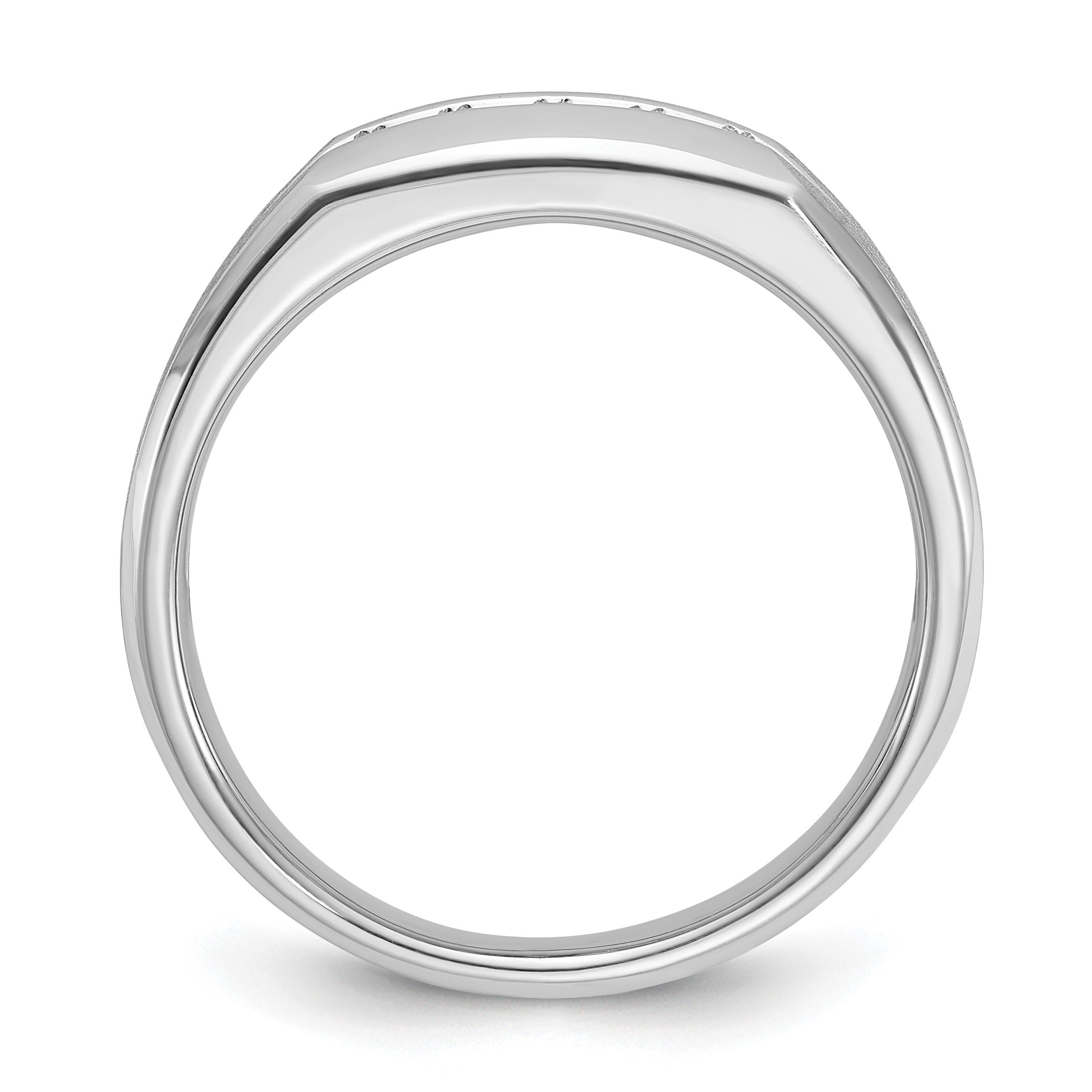 14K Weißgold Herren-Ring, poliert und satiniert, mit 0,25K Diamanten, komplett besetzt