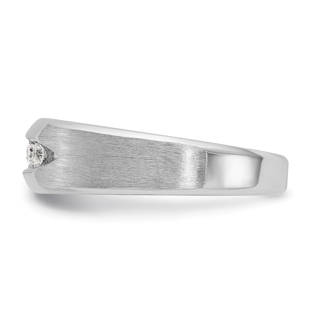 14K Weißgold Herren-Ring, poliert und satiniert, mit 0,25K Diamanten, komplett besetzt